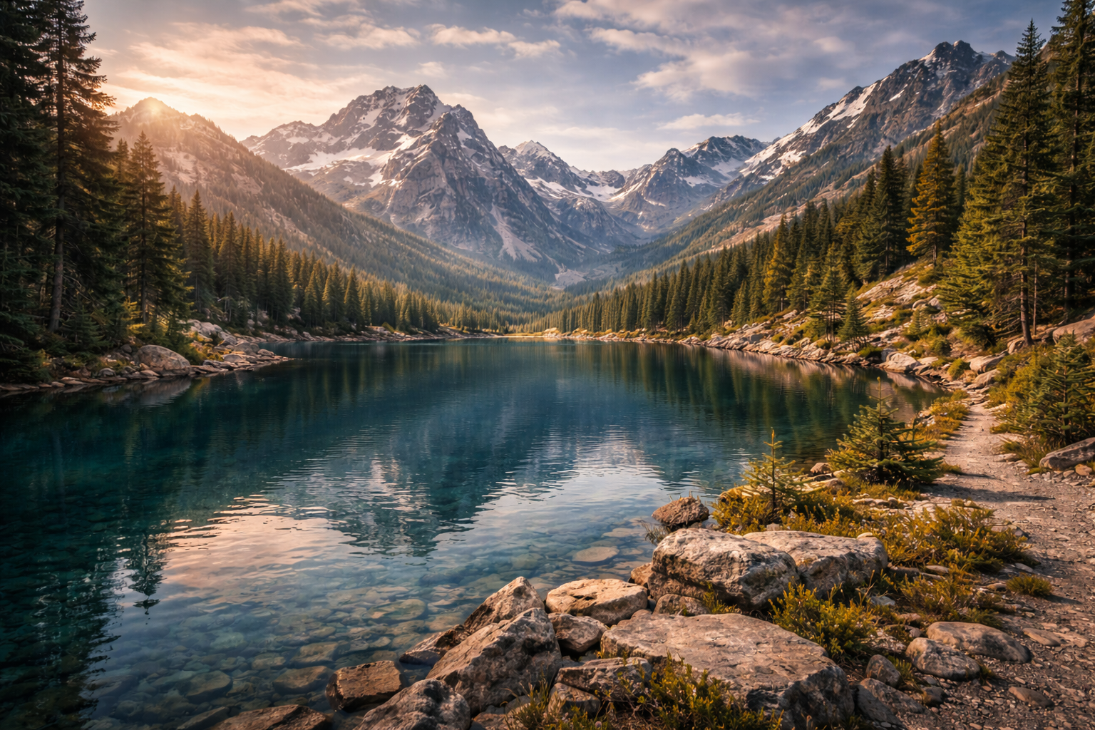 Beautiful mountain lake in Pamir Mountains of Tajikistan and Kyrgyzstan